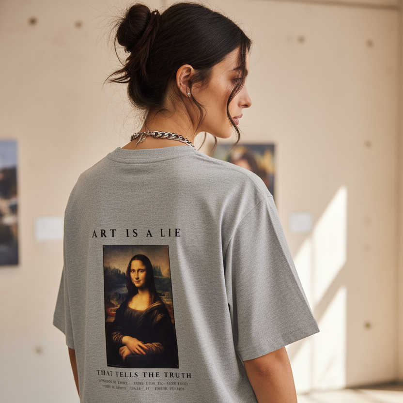 Mona Lisa Renaissance Art Oversized Graphic T-Shirt | 240 GSM Heavyweight Cotton