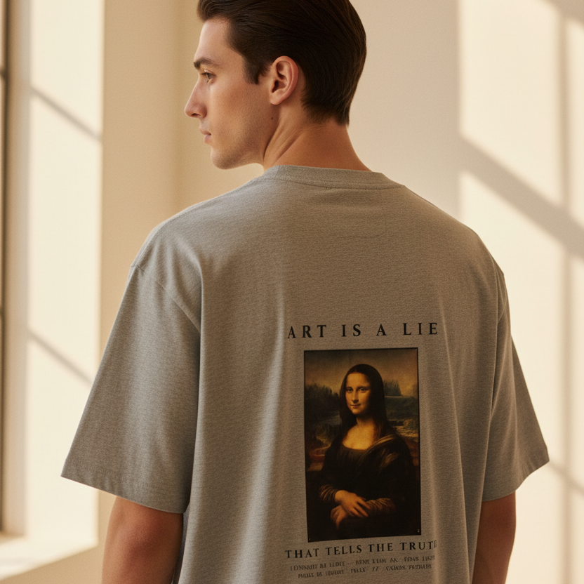 Mona Lisa Renaissance Art Oversized Graphic T-Shirt | 240 GSM Heavyweight Cotton