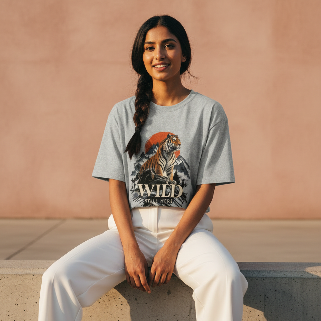 Tiger Wildlife Oversized Graphic T-Shirt – Wild Still Here | 240 GSM Heavyweight