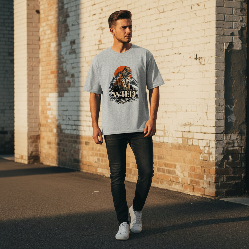 Tiger Wildlife Oversized Graphic T-Shirt – Wild Still Here | 240 GSM Heavyweight