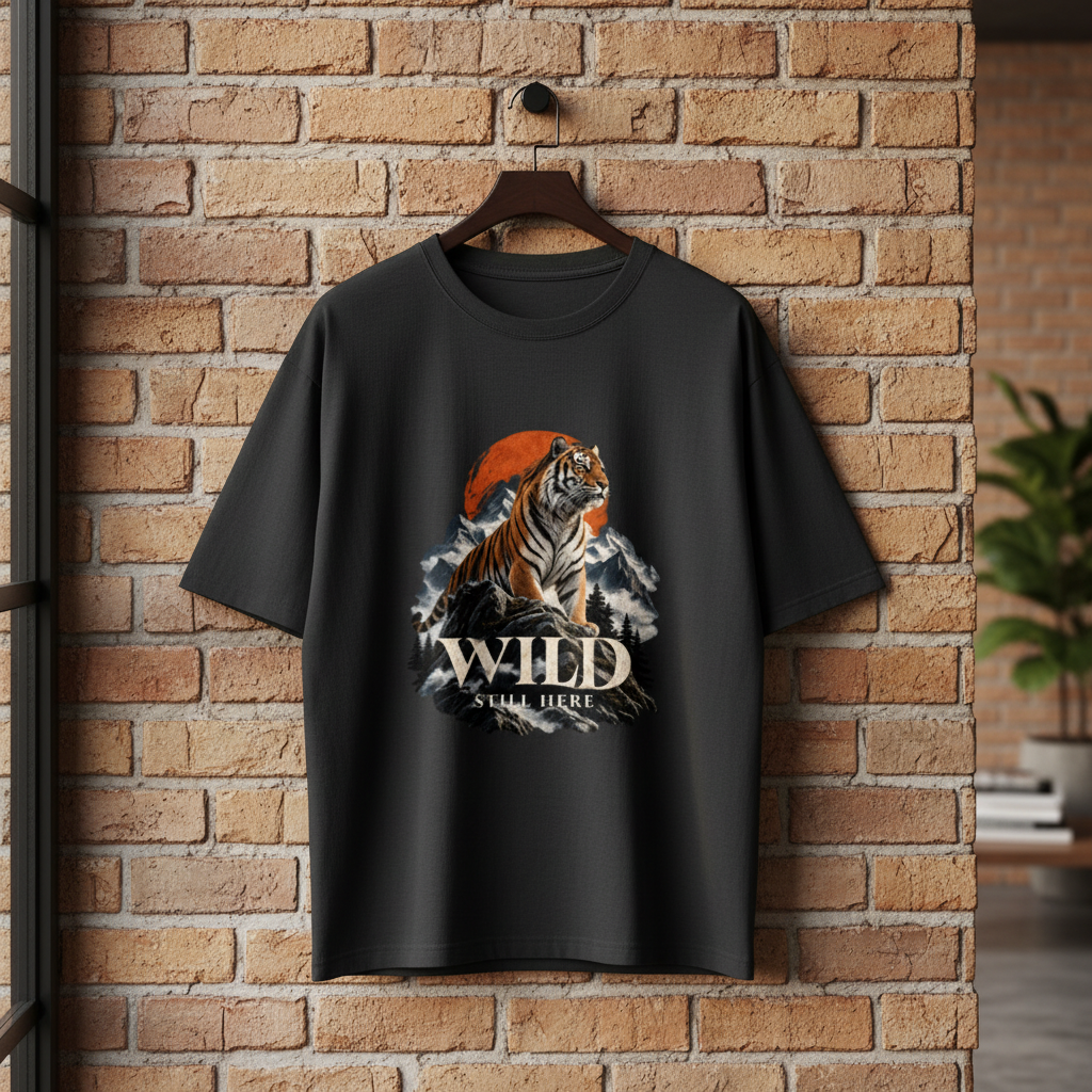 Tiger Wildlife Oversized Graphic T-Shirt – Wild Still Here | 240 GSM Heavyweight