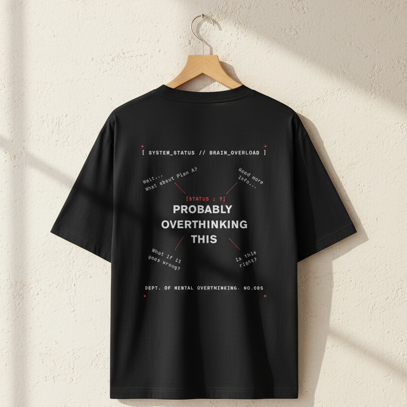 Funny Overthinking Oversized Graphic T-Shirt | 240 GSM Heavyweight 100% Cotton