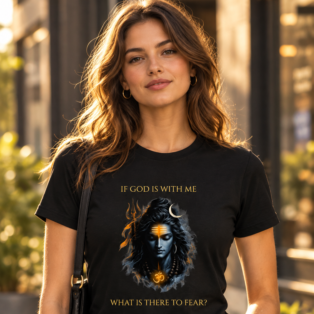 Lord Shiva Graphic T-Shirt – If God Is With Me | 180 GSM Standard Crew Cotton