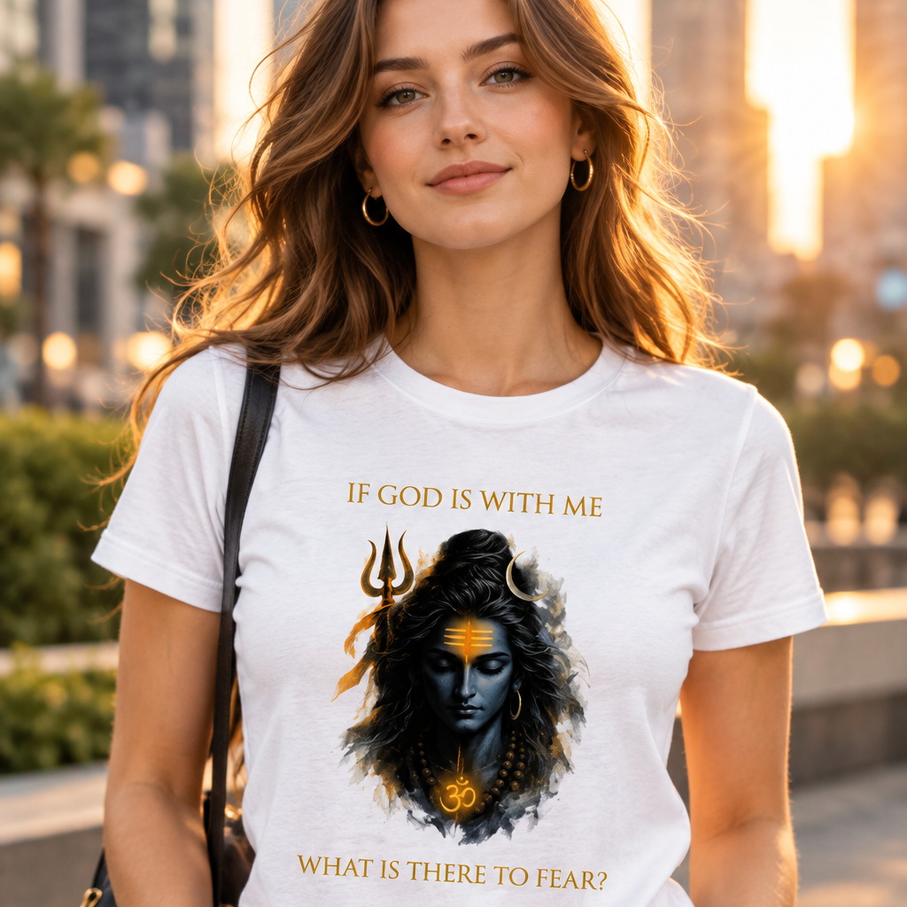 Lord Shiva Graphic T-Shirt – If God Is With Me | 180 GSM Standard Crew Cotton