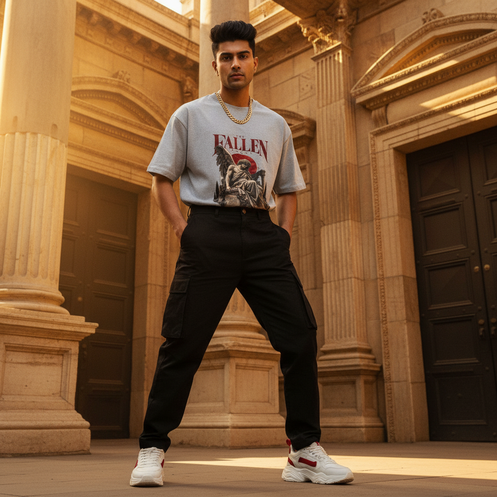 Fallen Angel Mythology Oversized Graphic T-Shirt | 240 GSM Heavyweight Cotton