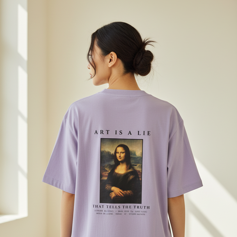 Mona Lisa Renaissance Art Oversized Graphic T-Shirt | 240 GSM Heavyweight Cotton