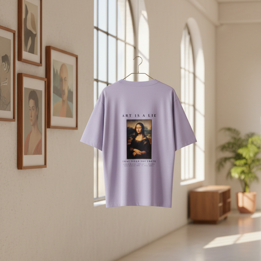 Mona Lisa Renaissance Art Oversized Graphic T-Shirt | 240 GSM Heavyweight Cotton