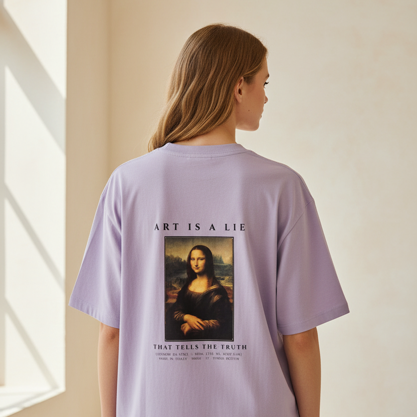 Mona Lisa Renaissance Art Oversized Graphic T-Shirt | 240 GSM Heavyweight Cotton