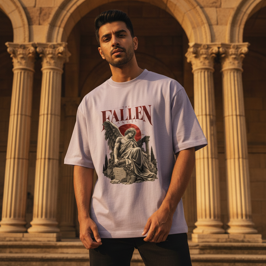 Fallen Angel Mythology Oversized Graphic T-Shirt | 240 GSM Heavyweight Cotton