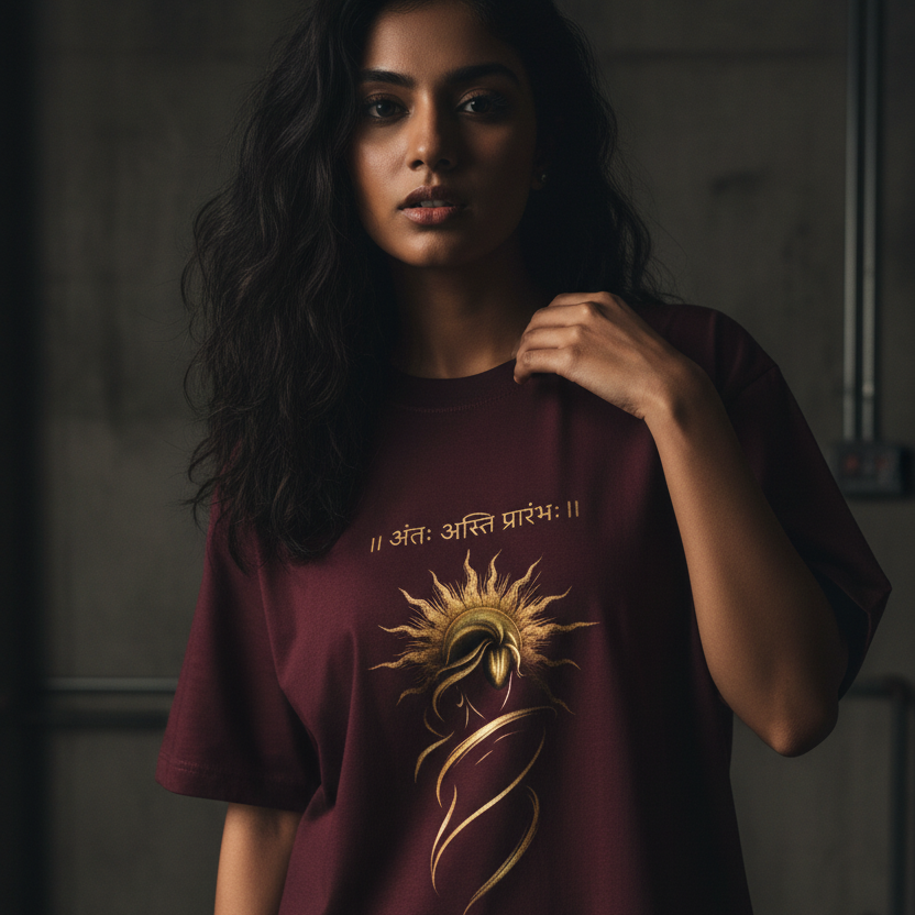 Oversized Graphic T-Shirt – Sanskrit Print | 240 GSM Heavyweight 100% Cotton