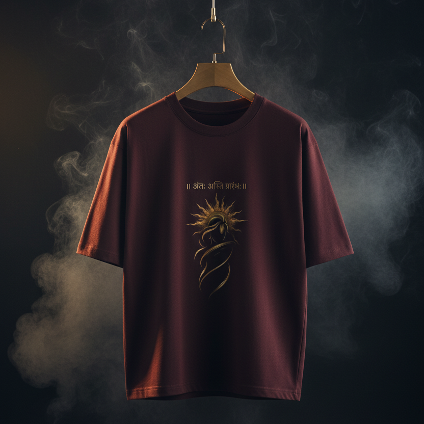 Oversized Graphic T-Shirt – Sanskrit Print | 240 GSM Heavyweight 100% Cotton