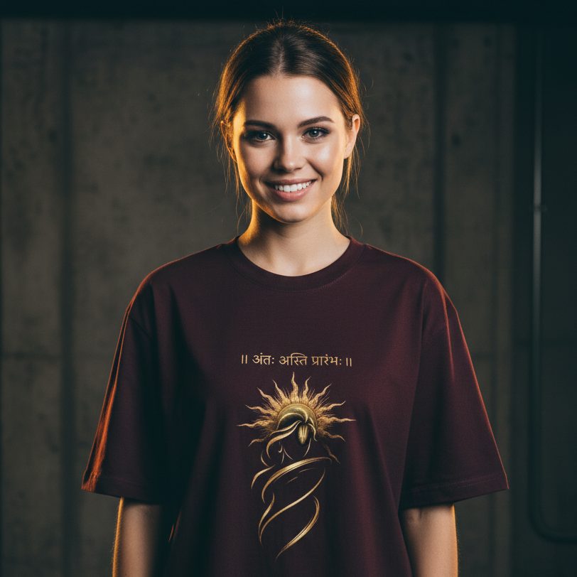 Oversized Graphic T-Shirt – Sanskrit Print | 240 GSM Heavyweight 100% Cotton