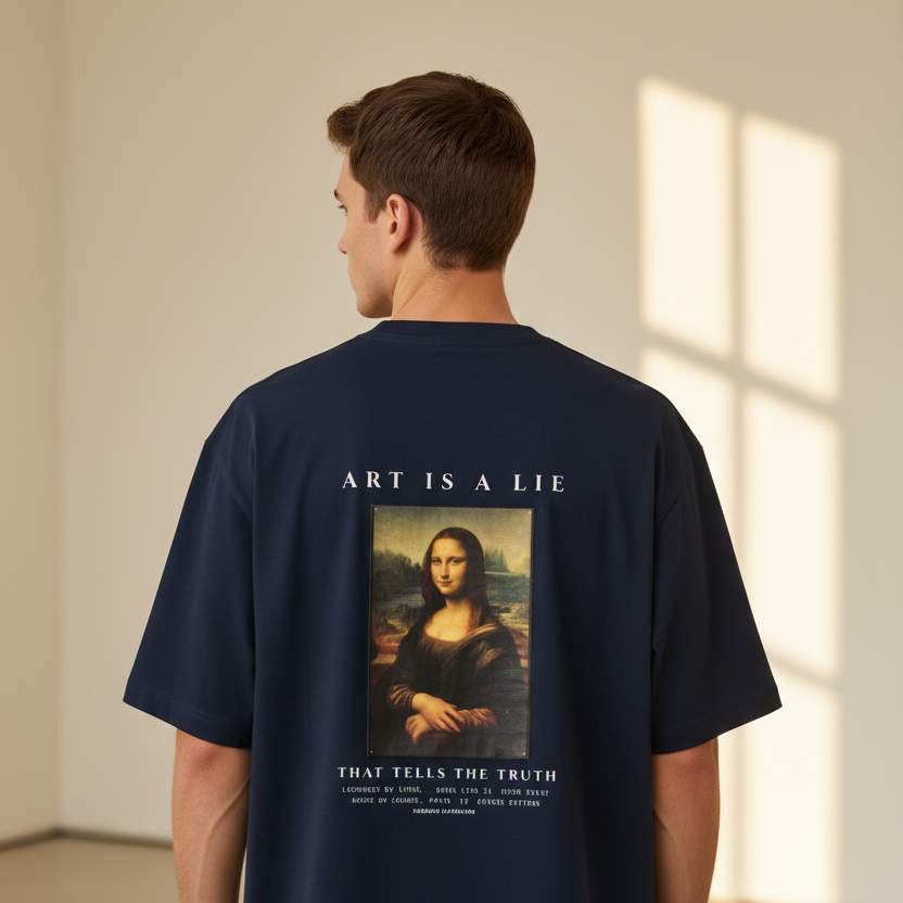 Mona Lisa Renaissance Art Oversized Graphic T-Shirt | 240 GSM Heavyweight Cotton