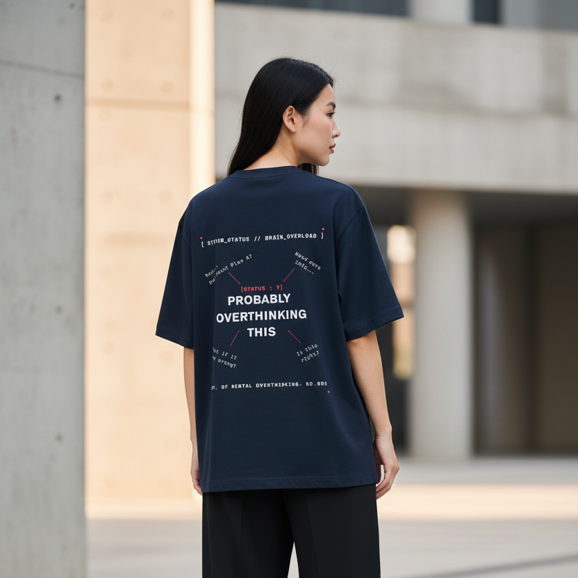 Funny Overthinking Oversized Graphic T-Shirt | 240 GSM Heavyweight 100% Cotton