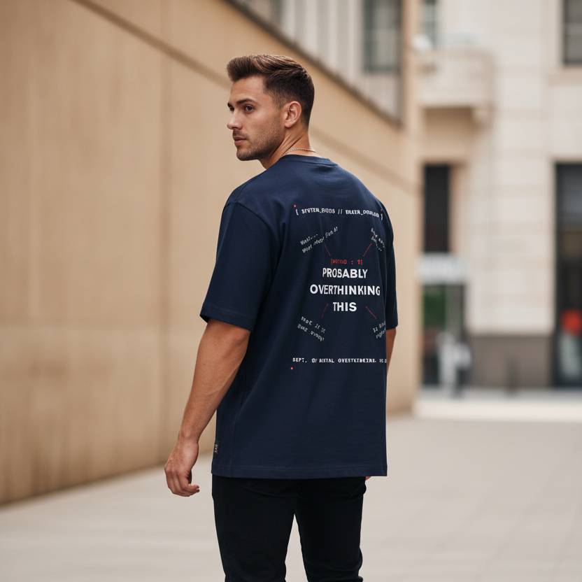 Funny Overthinking Oversized Graphic T-Shirt | 240 GSM Heavyweight 100% Cotton