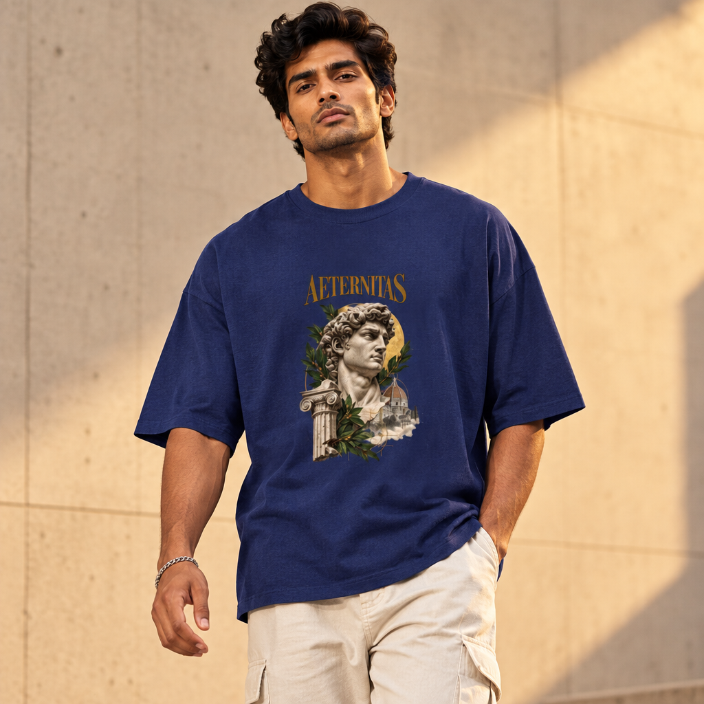 Latin Philosophy Oversized Graphic T-Shirt – Aeternitas Eternity | 240 GSM Cotton