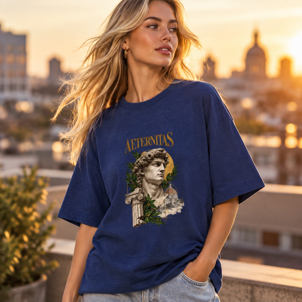 Latin Philosophy Oversized Graphic T-Shirt – Aeternitas Eternity | 240 GSM Cotton