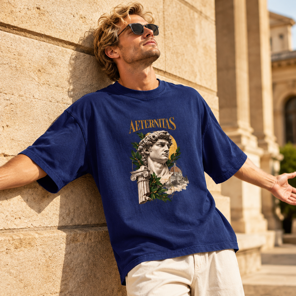 Latin Philosophy Oversized Graphic T-Shirt – Aeternitas Eternity | 240 GSM Cotton
