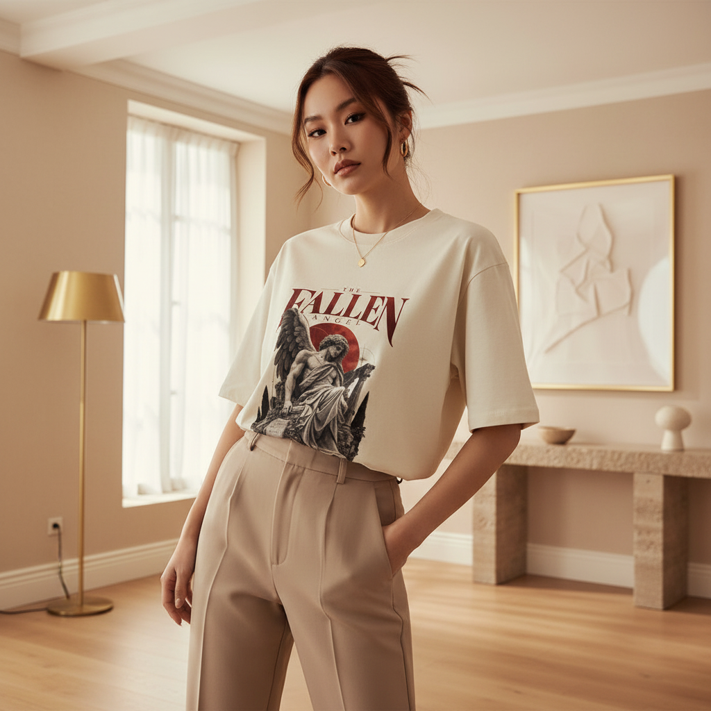 Fallen Angel Mythology Oversized Graphic T-Shirt | 240 GSM Heavyweight Cotton