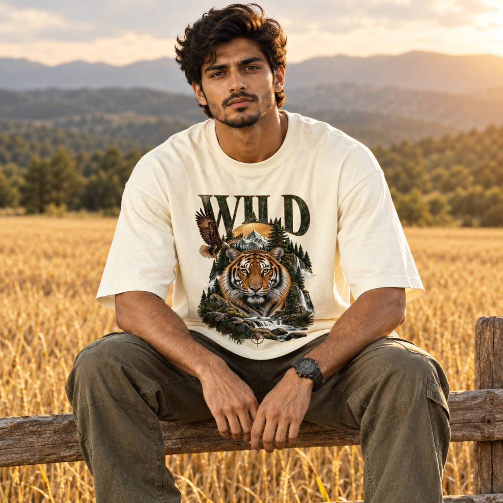Wild Tiger Apex Predator Oversized Graphic T-Shirt | 240 GSM Heavyweight Cotton