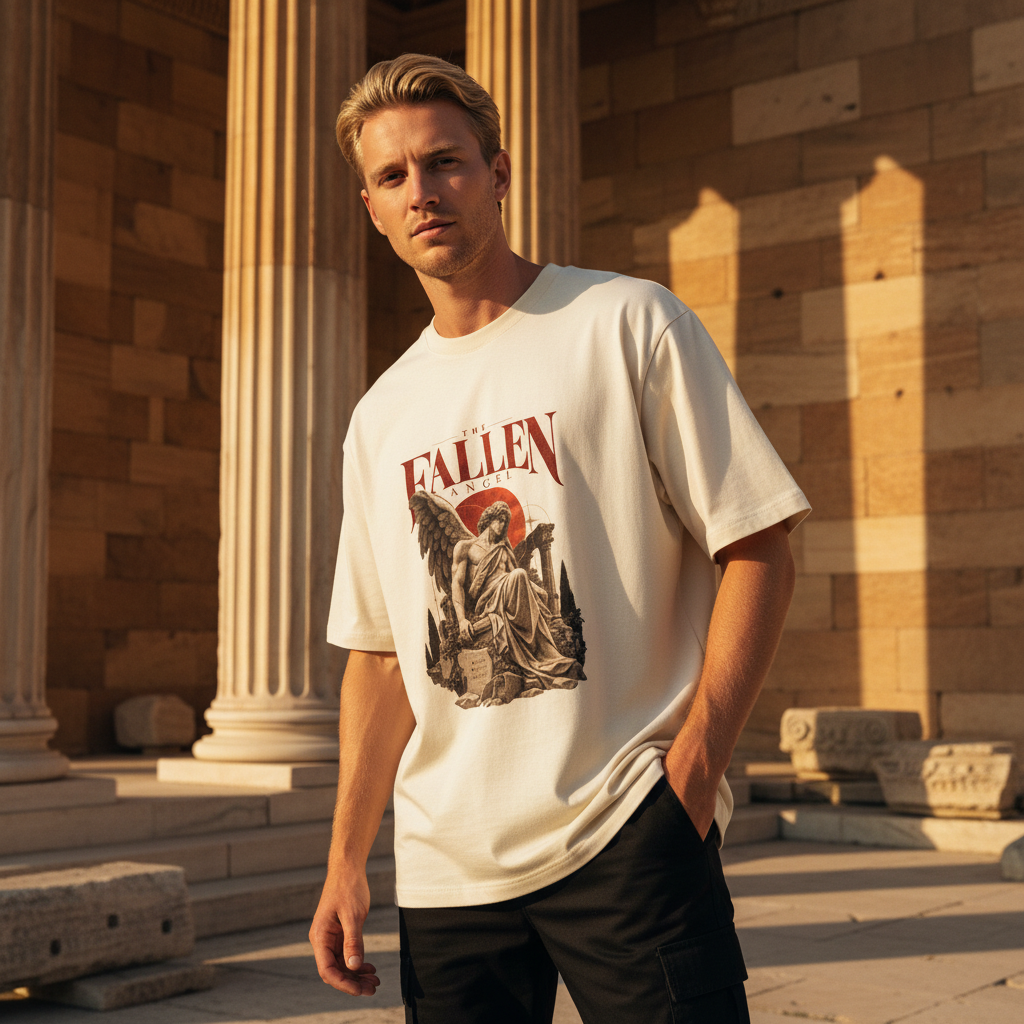 Fallen Angel Mythology Oversized Graphic T-Shirt | 240 GSM Heavyweight Cotton