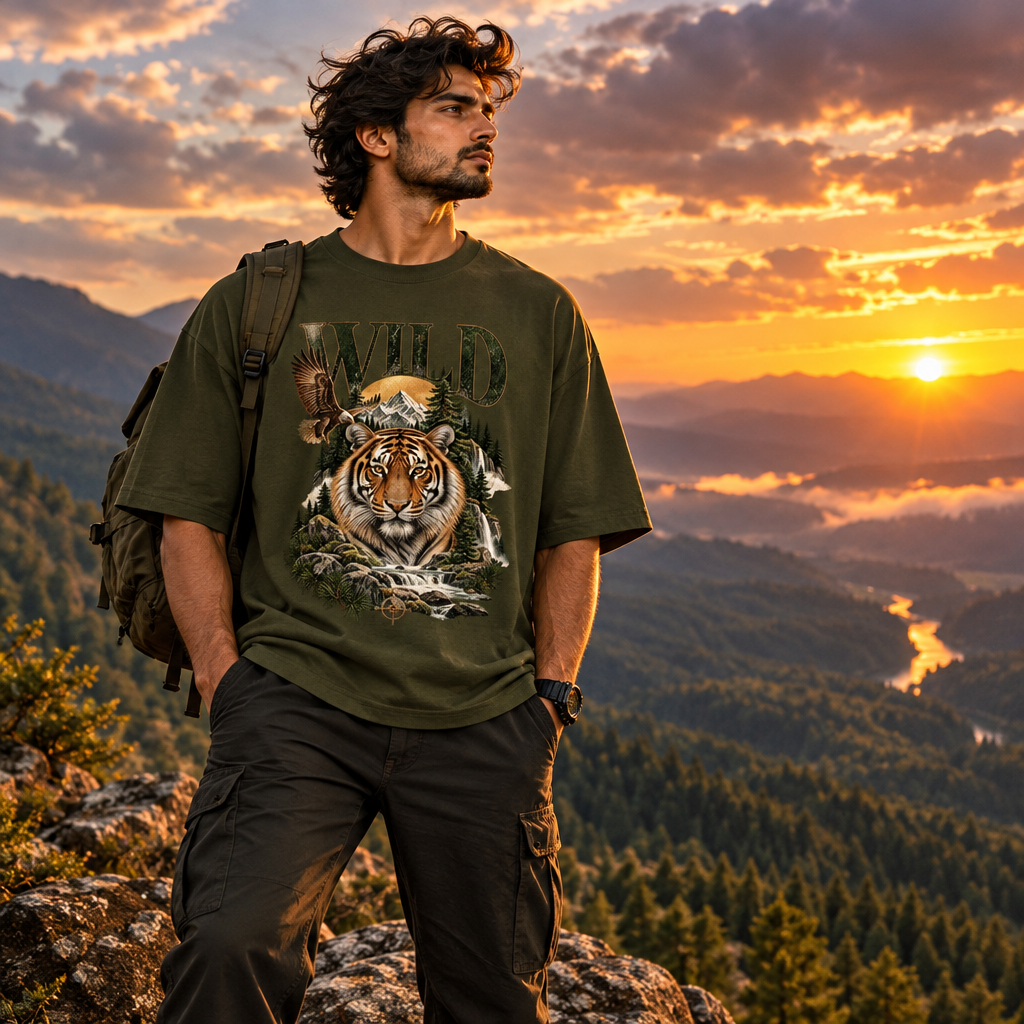 Wild Tiger Apex Predator Oversized Graphic T-Shirt | 240 GSM Heavyweight Cotton