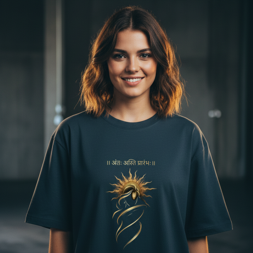 Oversized Graphic T-Shirt – Sanskrit Print | 240 GSM Heavyweight 100% Cotton