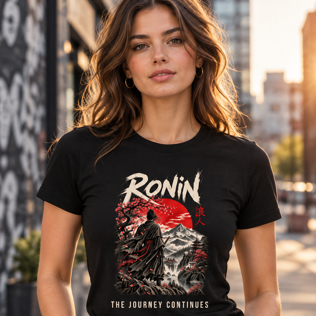 Ronin Japanese Art Graphic T-Shirt | 180 GSM Standard Crew Cotton