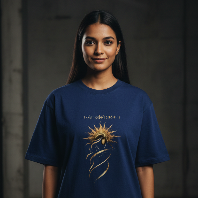 Oversized Graphic T-Shirt – Sanskrit Print | 240 GSM Heavyweight 100% Cotton