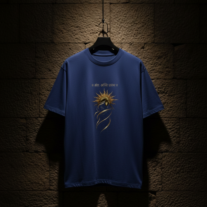 Oversized Graphic T-Shirt – Sanskrit Print | 240 GSM Heavyweight 100% Cotton
