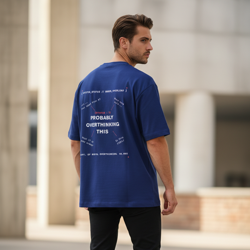Funny Overthinking Oversized Graphic T-Shirt | 240 GSM Heavyweight 100% Cotton