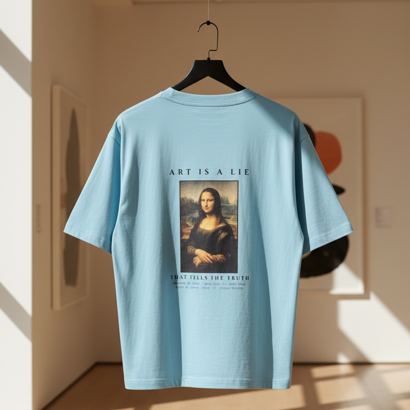 Mona Lisa Renaissance Art Oversized Graphic T-Shirt | 240 GSM Heavyweight Cotton
