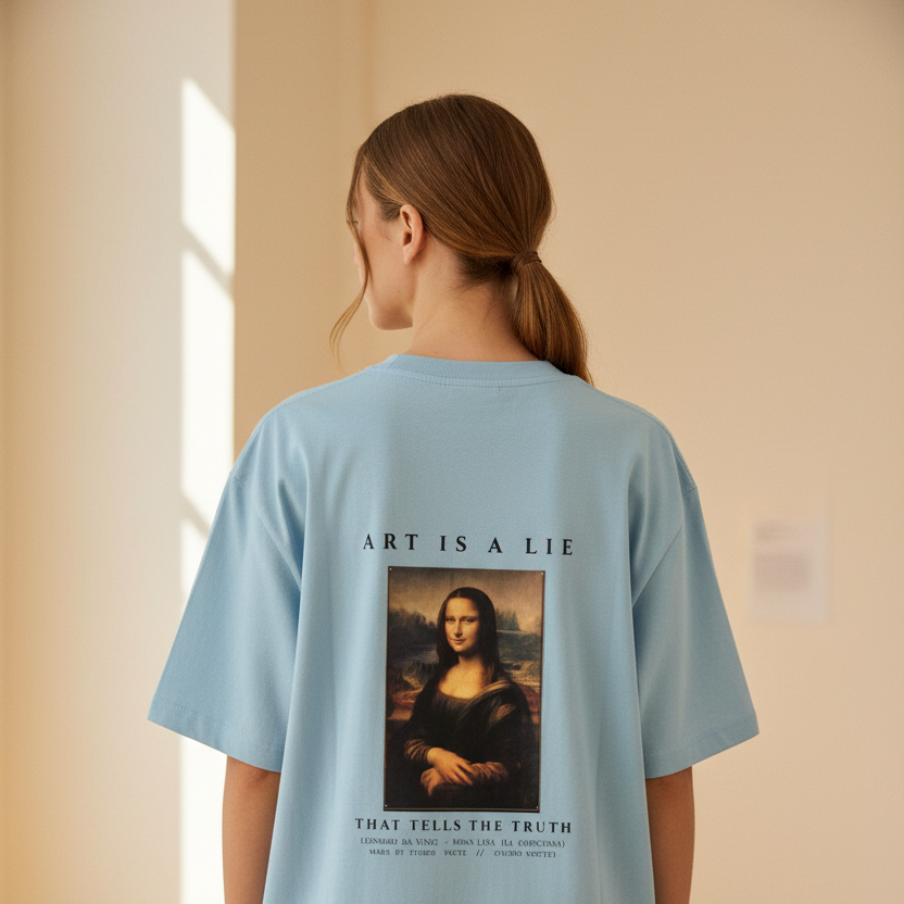 Mona Lisa Renaissance Art Oversized Graphic T-Shirt | 240 GSM Heavyweight Cotton