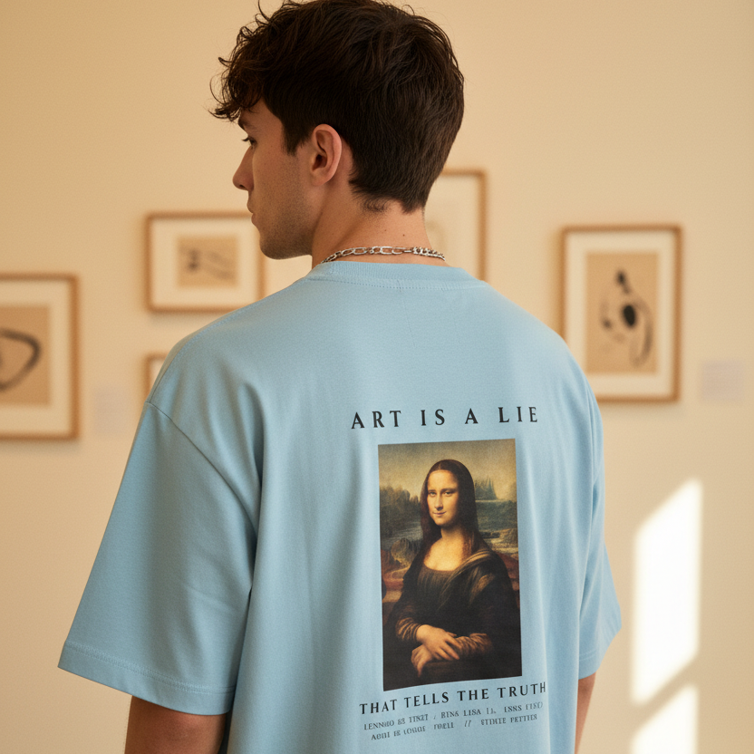 Mona Lisa Renaissance Art Oversized Graphic T-Shirt | 240 GSM Heavyweight Cotton