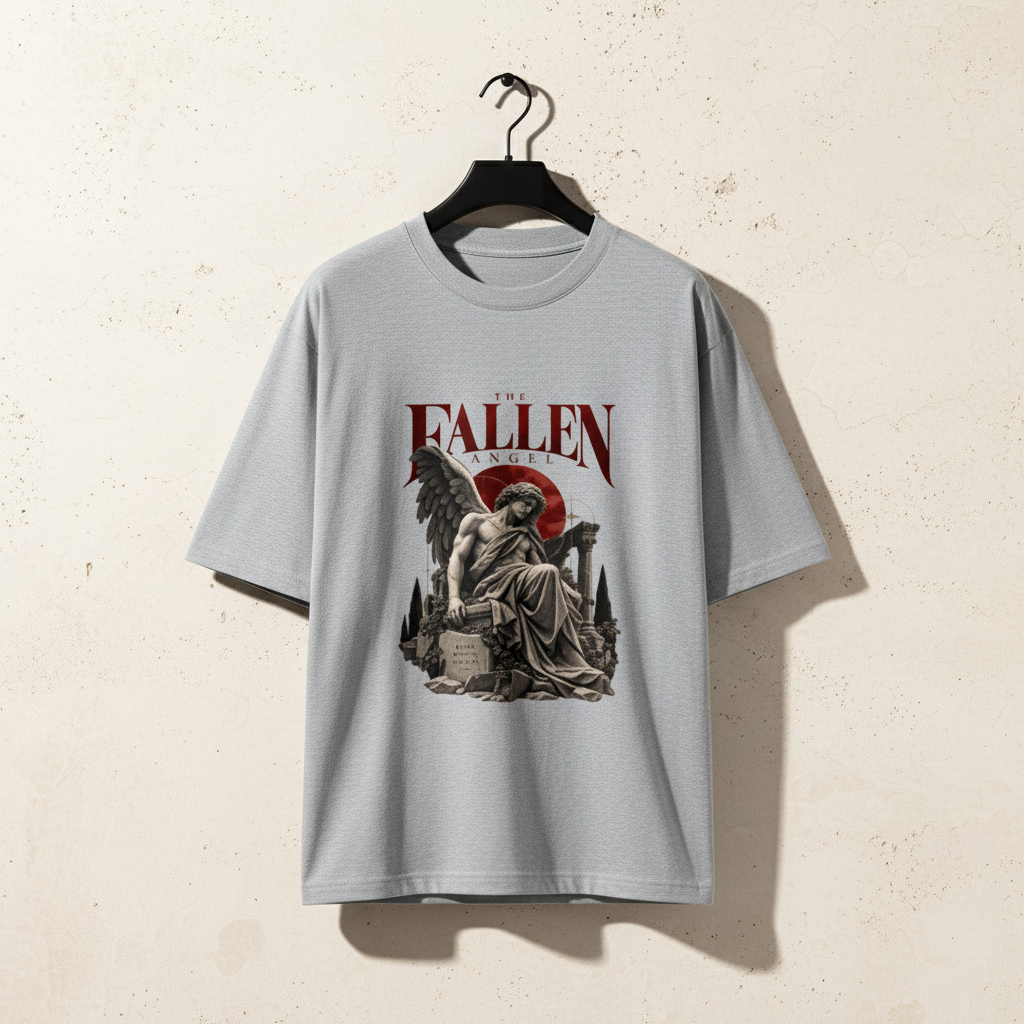 Fallen Angel Mythology Oversized Graphic T-Shirt | 240 GSM Heavyweight Cotton