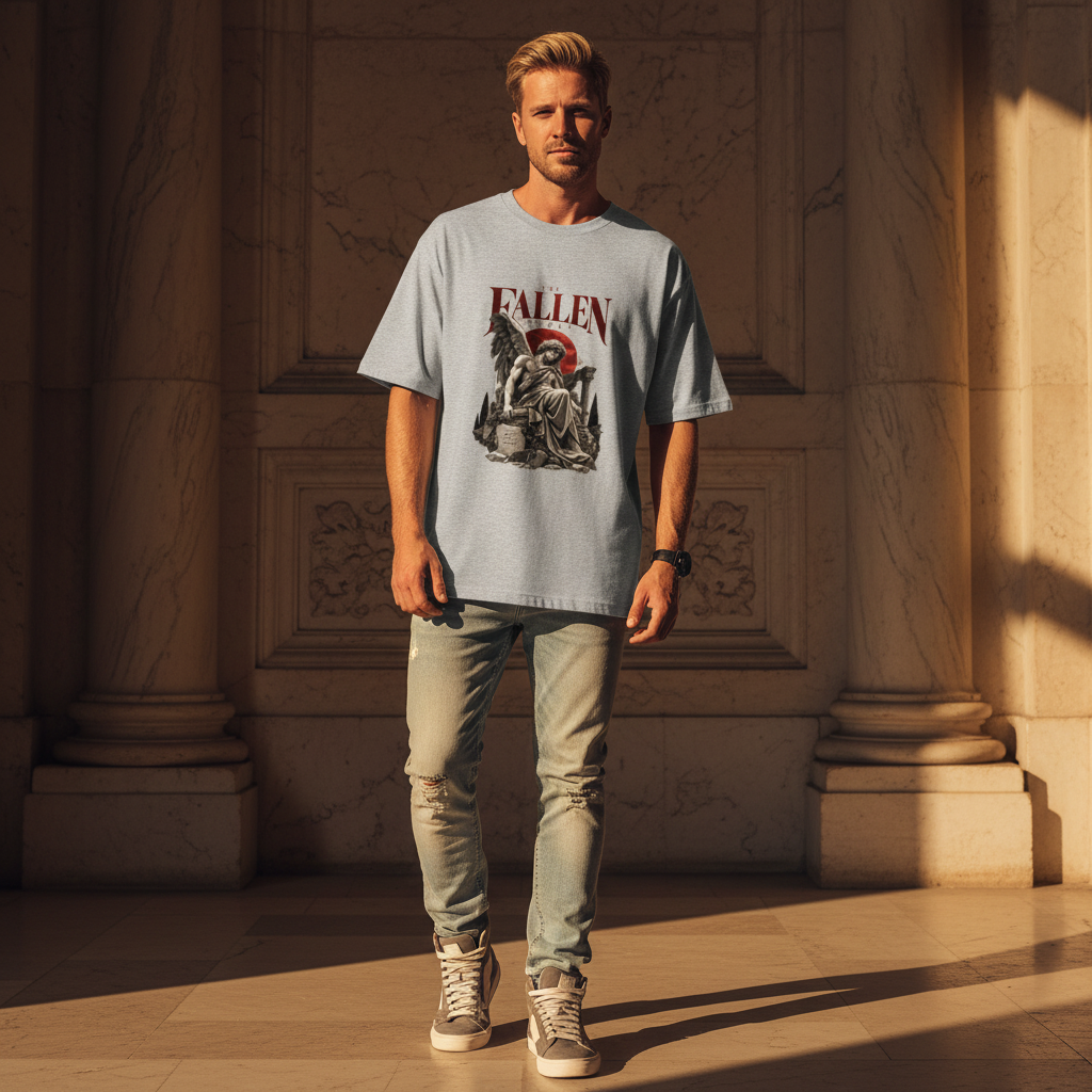 Fallen Angel Mythology Oversized Graphic T-Shirt | 240 GSM Heavyweight Cotton