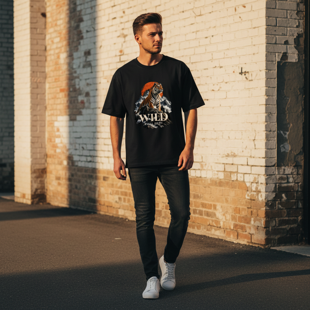 Tiger Wildlife Oversized Graphic T-Shirt – Wild Still Here | 240 GSM Heavyweight